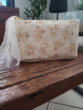 Floral Quilted Boho Makeup Bag  Yellow
